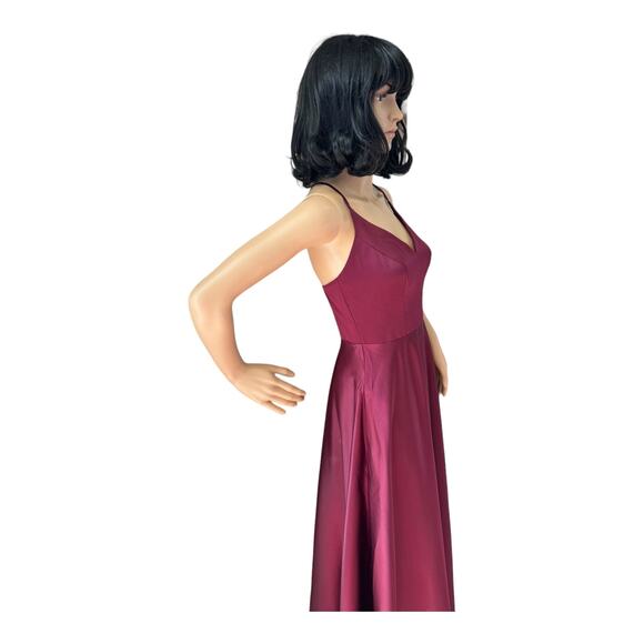 CELEBRATE DB STUDIO spaghetti strap satin a-line long dress iWine Cherry size 2 - Picture 16 of 16